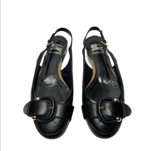 Burberry | Round Toe Slingback Buckle Flats Black 36.5 - Picture 2 of 10